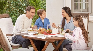 Family eating outside